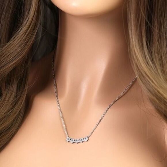 Sterling Silver Flowers CZ Adjustable Necklace New - Picture 2 of 3